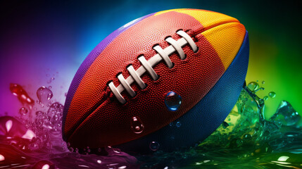 American football ball in rainbow colors