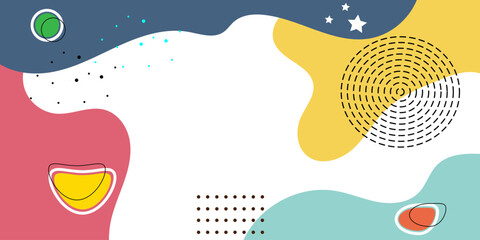 Fototapeta premium Abstract pop art background with wave pattern, and dotted. Memphis Pattern of Geometric Shapes. Vector pattern. Color wave template and presentation design