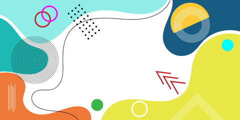 Fototapeta premium Abstract pop art background with wave pattern, and dotted. Memphis Pattern of Geometric Shapes. Vector pattern. Color wave template and presentation design