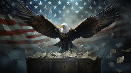 bald eagle protect the american election demogracy - obrazy, fototapety, plakaty