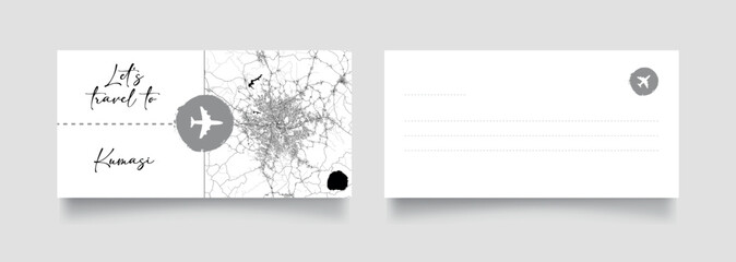 Travel Coupon to Africa Ghana Kumasi postcard vector illustration