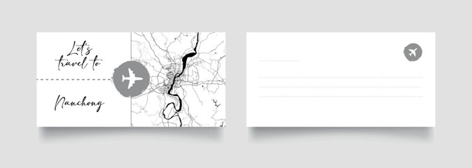 Travel Coupon to Asia China Nanchong postcard vector illustration