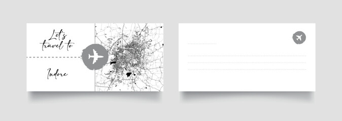 Travel Coupon to Asia India Indore postcard vector illustration