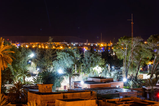 Ouarzazate Morocco. Beautiful city in the atlas mountains of Morocco in night.