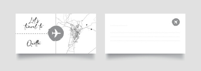 Travel Coupon to Asia Pakistan Quetta postcard vector illustration