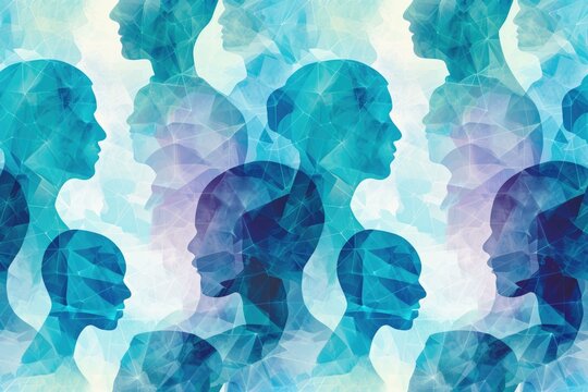 Abstract Human Silhouettes with Geometric Patterns, Psychology Concept