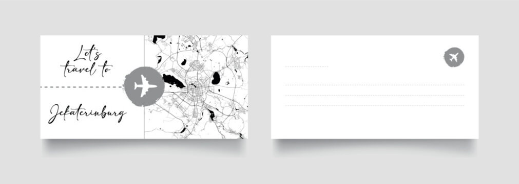Travel Coupon to Asia Russia Jekaterinburg Swerdlowsk postcard vector illustration