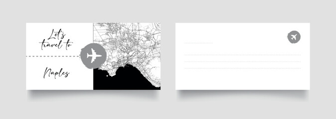 Travel Coupon to Europe Italy Naples postcard vector illustration