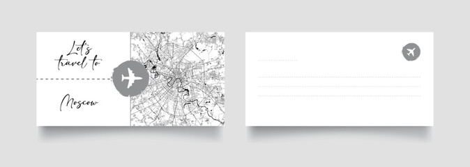 Travel Coupon to Europe Russia Moscow postcard vector illustration