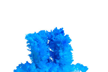 Macro image blue salt crystal on white background.