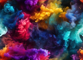 Fototapeta na wymiar Multi-colored cloud, explosion of colors, colored smoke - seamless pattern. Abstract bright artistic background, wallpaper, texture for textile.