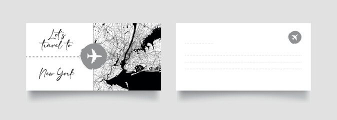 Travel Coupon to North America United States New York postcard vector illustration