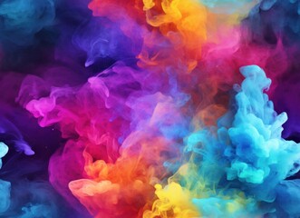 Obraz na płótnie Canvas Multi-colored cloud, explosion of colors, colored smoke - seamless pattern. Abstract bright artistic background, wallpaper, texture for textile.