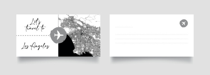 Travel Coupon to North America United States Los Angeles postcard vector illustration