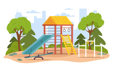 Playground park for kid child play concept. Vector graphic design illustration