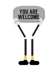 Cartoon Figure Holding 'You Are Welcome' Sign Board Illustration