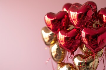 Valentine's Day balloons on pink background