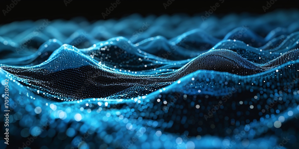 Wall mural abstract digital ripple. azure spherical silhouette in the backdrop. forward-thinking spot wave. vol