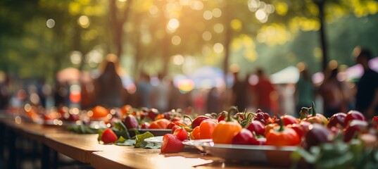 Vibrant outdoor farmer s market with bountiful produce, artisanal goods, and colorful sun umbrellas