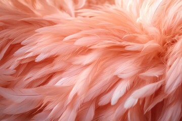 Fototapeta premium pastel peach pink color feathers texture closeup background with soft morning light 
