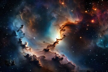 Obraz na płótnie Canvas Colorful space galaxy cloud nebula. Stary night cosmos. Universe science astronomy. Supernova background wallpaper-