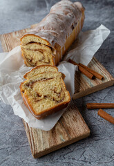 Loaf cake with cinnamon sugar butter filling