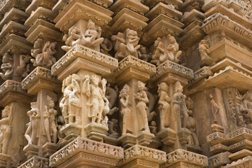 Fototapeta premium India temples of Khajuraho on a cloudy autumn day