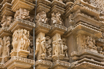 Obraz premium India temples of Khajuraho on a cloudy autumn day