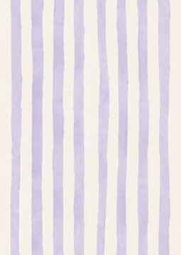 Fondo a rayas pintado estilo acuarela. Fondo a rayas lila y beige con textura pintado a mano