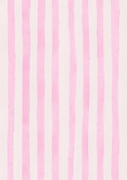 Fondo a rayas pintado estilo acuarela. Fondo a rayas rosado y beige con textura pintado a mano. Estilo coquette