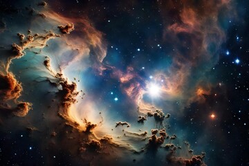 Obraz na płótnie Canvas Colorful space galaxy cloud nebula. Stary night cosmos. Universe science astronomy. Supernova background wallpaper-