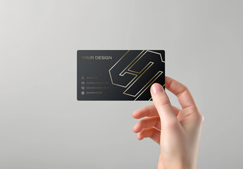 Business Card Mockup in Woman Hand. Generative Ai