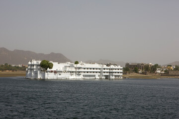 India Udaipur Jag Niwas Palace on a sunny autumn day.
