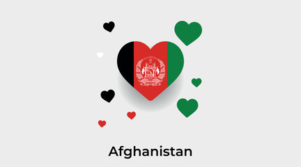 Afghanistan flag heart shape with additional hearts icon vector illustration
