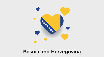Bosnia and Herzegovina flag heart shape with additional hearts icon vector illustration