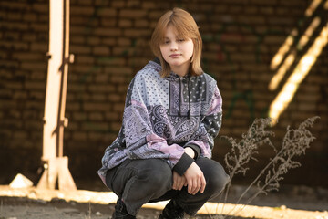 Portrait of a young beautiful girl outdoors.