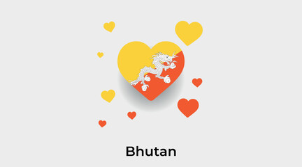 Bhutan flag heart shape with additional hearts icon vector illustration