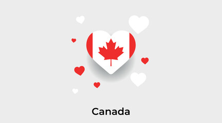 Canada flag heart shape with additional hearts icon vector illustration