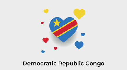Democratic Republic Congo flag heart shape with additional hearts icon vector illustration