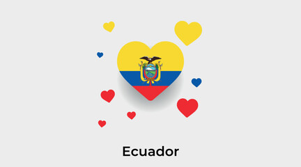 Ecuador flag heart shape with additional hearts icon vector illustration