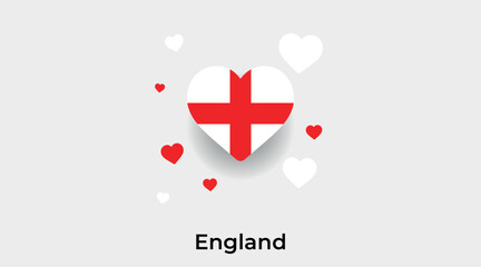 England flag heart shape with additional hearts icon vector illustration