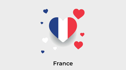 France flag heart shape with additional hearts icon vector illustration