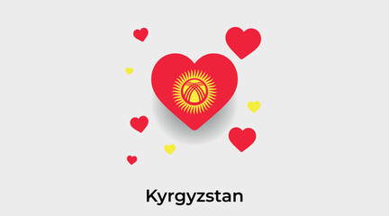 Kyrgyzstan flag heart shape with additional hearts icon vector illustration