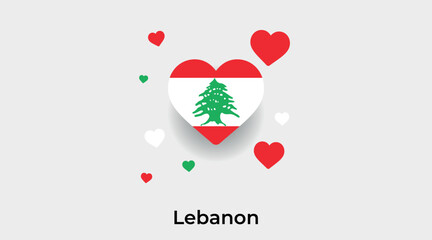 Lebanon flag heart shape with additional hearts icon vector illustration