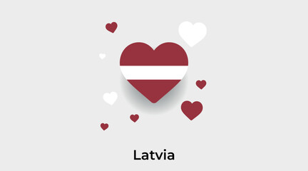 Latvia flag heart shape with additional hearts icon vector illustration