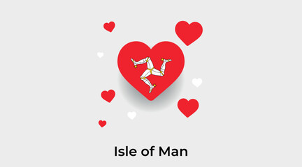 Isle of Man flag heart shape with additional hearts icon vector illustration