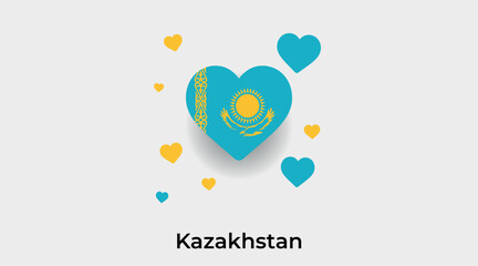 Kazakhstan flag heart shape with additional hearts icon vector illustration