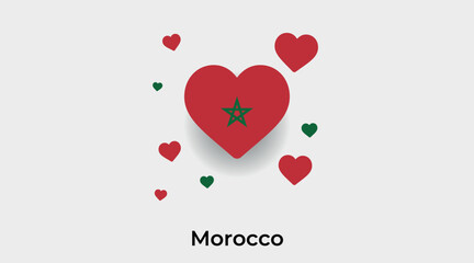 Morocco flag heart shape with additional hearts icon vector illustration