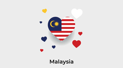 Malaysia flag heart shape with additional hearts icon vector illustration