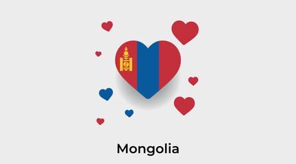 Mongolia flag heart shape with additional hearts icon vector illustration